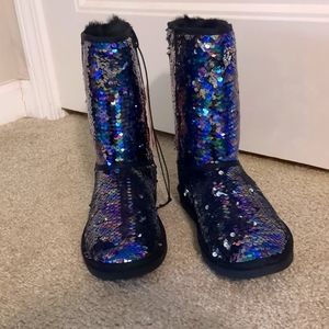 JUICY COUTURE Women’s Boots Black Multi Color Sequin